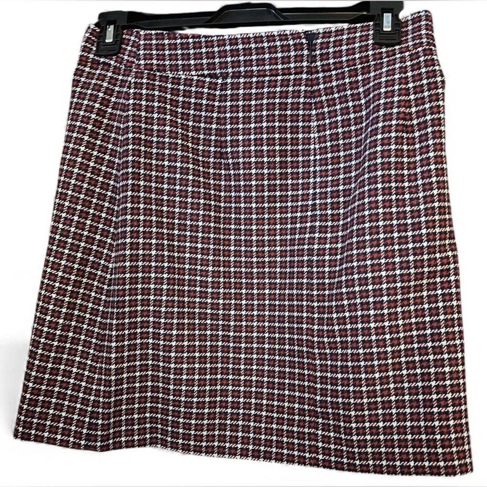 J.Crew Wool Blend Plaid A-Line Skirt Red Black White Size 8